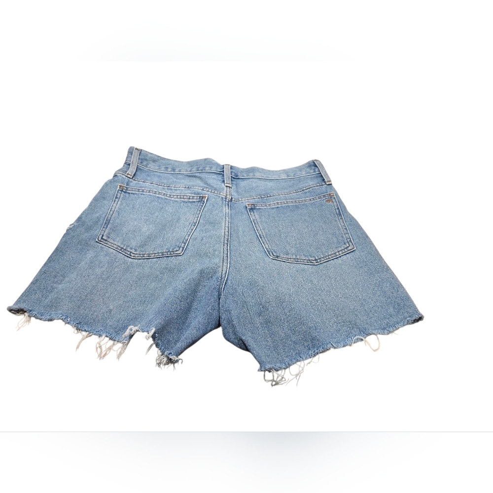 Madewell the Mom Jean Short Denim Blue Shorts Women High Rise Frayed Hem Size 29 - Picture 4 of 16